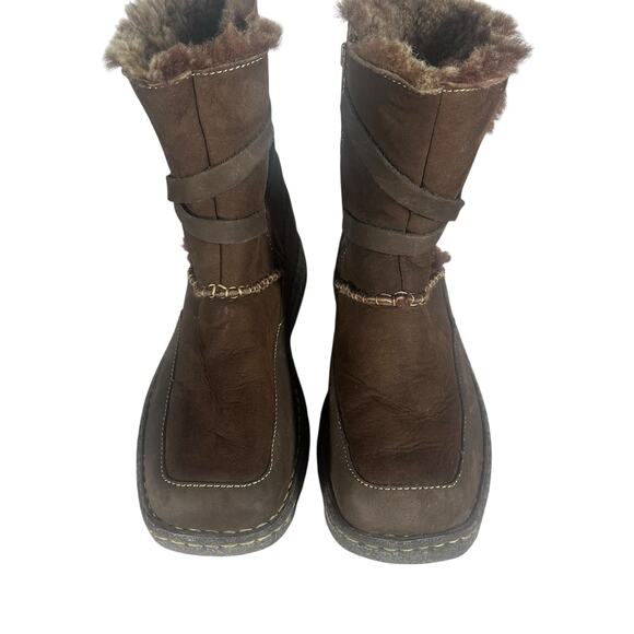 Cabela’s Brown Suede Shearling Boots Sz 10 Women’s Fur Lined Winter Ankle Boots - Picture 3 of 11